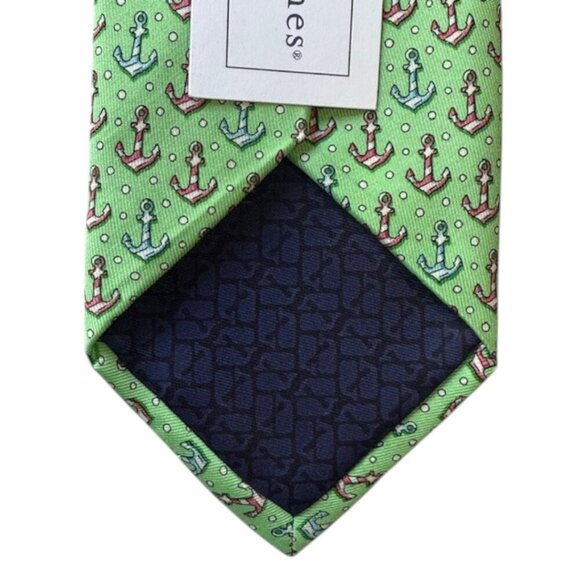 Vineyard Vines Men's 100% Silk Tie Candy Cane Anchor Light Green Holiday NWT - Picture 7 of 9